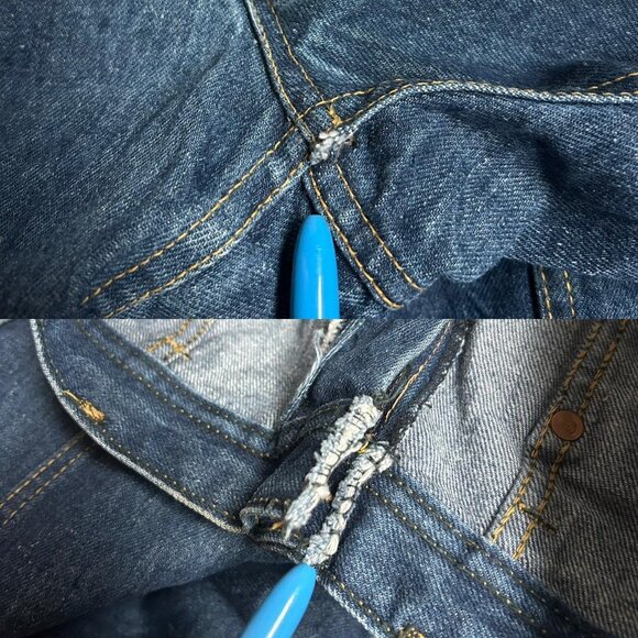 70s vintage Wideleg panelled jeans baggy Lightning Zipper altered faded Boogie. - Picture 6 of 7